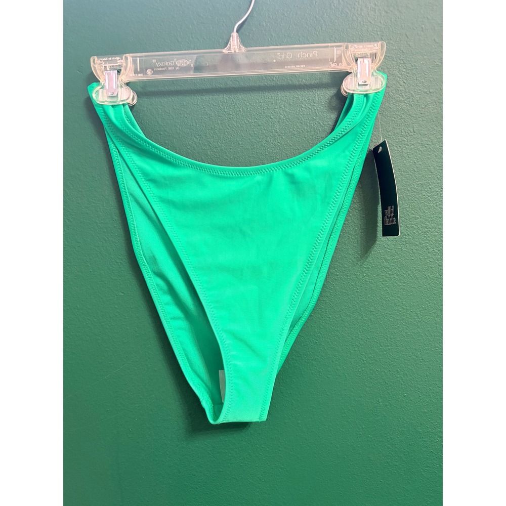 Wild Fable Green Mid Rise Ultra High Leg Super Cheeky Swim Bikini Bottoms Large